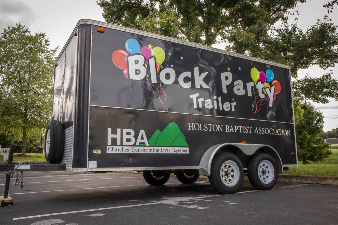 An image of the Block party Trailer that the Holston Baptist Association has.